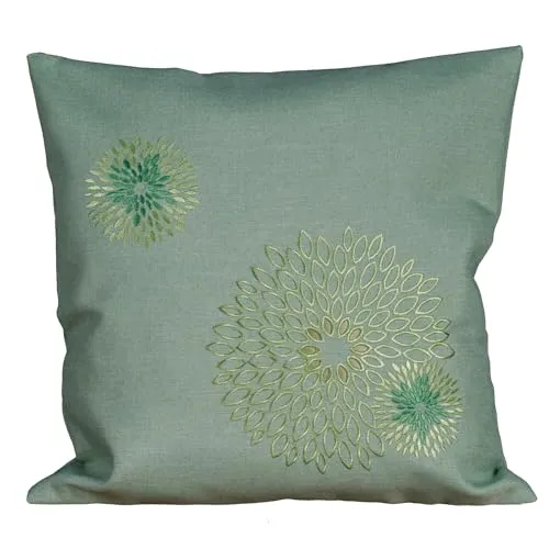 heimtexland Dekokissen Leinen-Optik Bestickt Deko Esszimmer Serie Pusteblume Kissen Bezug Stickerei Blumen Ornament Sofakissen Typ887 Kissenhülle 40x40 cm Mint