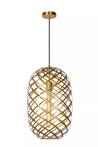 Hängelampe Metall Gold Ø32 cm - Industrial Pendelleuchte - Deckenlampe im industriellen Design, verstellbar und ideal für Esszimmer oder Wohnzimmer. Hochwertiges Metall in Gold für ein stilvolles Ambiente.
