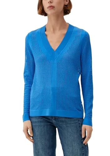 Pullover mit Lochmuster Royalblau 40 - Pullover für Damen, lockere Passform mit hochwertigem Feinstrick und V-Ausschnitt, ideal für lässige Anlässe.