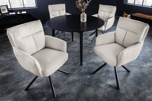 Riess-Ambiente Polsterstuhl BIG GEORGE greige/schwarz - Polsterstuhl im Retro-Design, 360° drehbar mit Armlehnen, perfekt für Esszimmer und Wohnräume. Hochwertige Verarbeitung für individuellen Wohnkomfort.