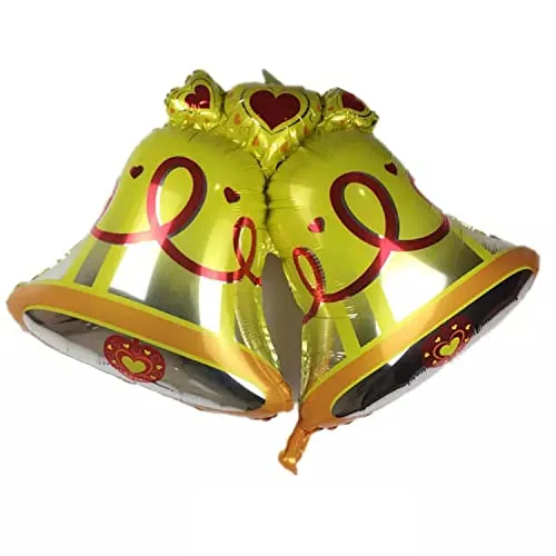 Folienballon Weihnachten -Glocken gold, ca. 89 x 72 cm - Groß XL Weihnachtsmann Weihnachstabaum Helium Folienluftballon Luftballon Weihnachtsfeier Party Deko Kopper-24 Dekoration Glöckchen