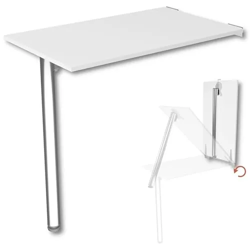 KDR Wandklapptisch 80x50 cm in Weiß - Esszimmertisch, platzsparend und vielseitig einsetzbar als Esstisch oder Schreibtisch, mit kratzfester Tischplatte und stabiler Konstruktion für bis zu 50 kg Tragfähigkeit.