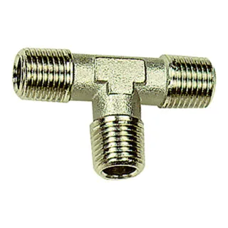 Riegler T-Stück, außen/außen/außen, R 3/4, SW 25, Messing vernickelt