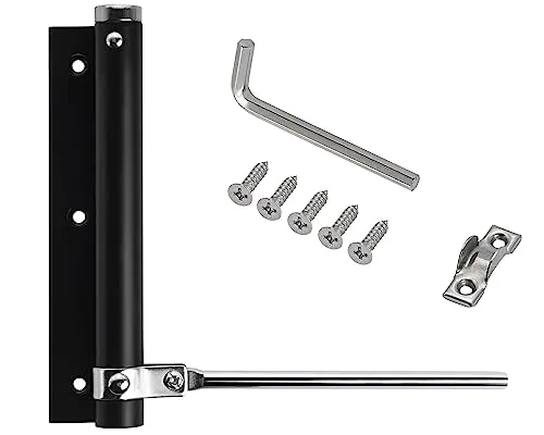 Stahlia Automatischer Türschließer Schwarz (1 Stück) Türdämpfer 55 KG Schließkraft Zimmertür Haustür Gartentor Scharnier Stangentürschließer