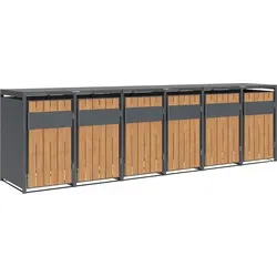 WESTMANN Mülltonnenbox Varius 6 - Mülltonnenbox für 6x240 L, aus robustem verzinktem Stahl mit Holzoptik, schützt vor Sonne und Ungeziefer – ideal für Hygiene und Ordnung im Garten!