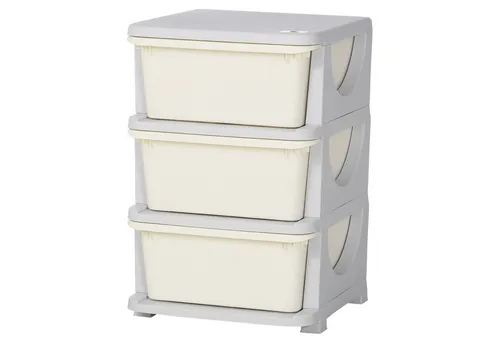 BlingBin Aufbewahrungsbox Schubladenschrank Aufbewahrungsboxen für Kinder, Aufbewahrungstruhe (Organizer Spielzeugkiste mit 3 Schubladen, Abgerundete Kanten, Erhöhtes Design, 1 St., Gesamtmaße: 37cm x 37cm x 56,5cm, Belastbarkeit: 10kg), Aufbewahrungsschrank für Kinderzimmer 3-6 Jahre Kindermöbel Cremeweiß