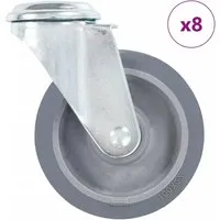 vidaXL 8 Stk. Lenkrollen mit Bolzenloch 100 mm - Praktisches Set mit 8 Lenkrollen für Möbel und Ausstattungen. Die Rollen aus robustem TPR sorgen für leisen Lauf und schützen den Boden. Ideal für Werkbänke und Wagen, max. Belastbarkeit 60 kg pro Rolle.