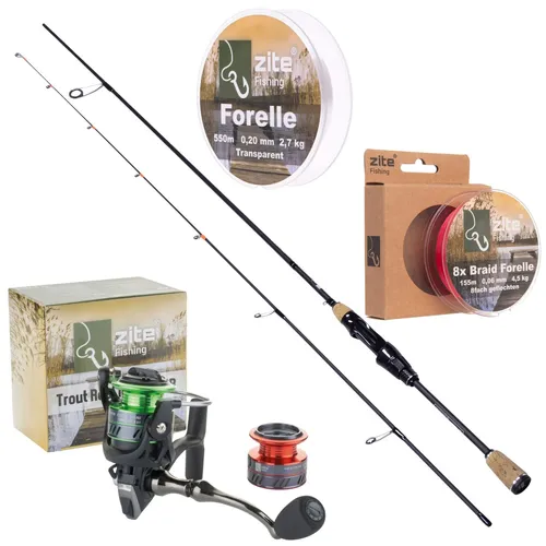 UL Angelset Forellen Gummiköder Rute 2m - Angelruten & Rollen Sets, ideales Set für Forellenangler mit parabolischer Rute und hochwertiger Spinningrolle für ein fängiges Erlebnis.