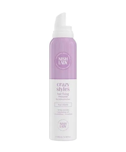 Nishlady Haarfixierschaum Crazy Styles 200 ml, Volumen und langanhaltender Halt, Ideal für Locken und glattes Haar, Kein Verkleben, Perfektes Styling für den ganzen Tag