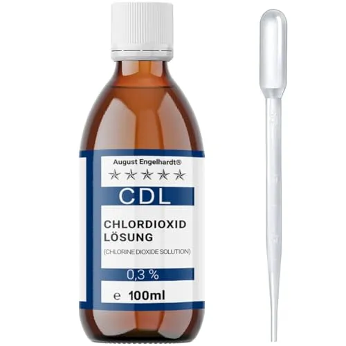 1x 100ml Chlordioxid-Lösung 0,3% – CDL/CDs in Braunglasflasche & HD-PE Pipette zum Tropfen