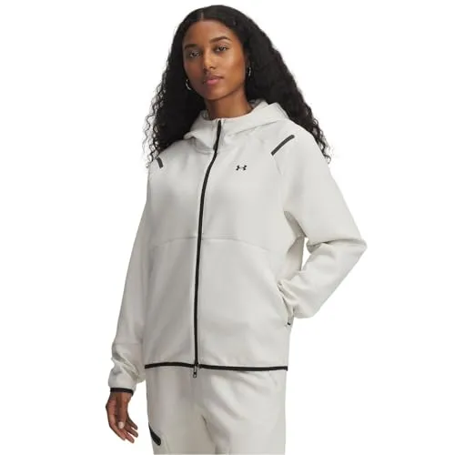 Under Armour Unstoppable Fleece Kapuzenjacke Damen – Weiss/Schwarz, Größe M - Stylische Kapuzenjacke aus hochwertigem Polyester, ideal für den Alltag. Bequem und vielseitig, perfekt für aktive Frauen.