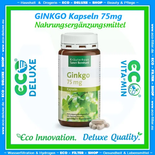 Sanct Bernhard Ginkgo 75 mg - 240 Kapseln - Nahrungsergänzungsmittel mit 75 mg Ginkgo-biloba-Extrakt pro Kapsel, fördert die geistige Leistungsfähigkeit und Konzentration.