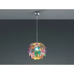 Verspielte LED Pendelleuchte Ø40cm mit bunten Kunststoffblättern - Die farbenfrohe LED Pendelleuchte bringt Freude in jedes Kinderzimmer oder kreative Wohnräume. Mit ihrem Durchmesser von 40cm und der Switch Dimmer Funktion lässt sie sich flexibel in der Helligkeit anpassen und sorgt für stimmungsvolles Licht.
