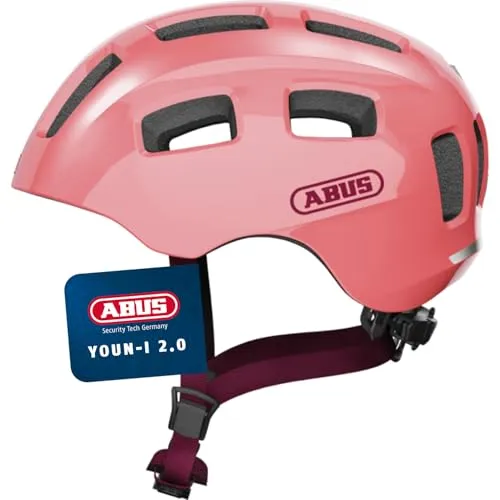 ABUS Kinderhelm YounI 2.0 Jugend, living coral - Fahrradhelm für Kinder (48-54 cm), stylisches Design in living coral, ideal für Sicherheit und Komfort beim Radfahren ab 2 Jahren.