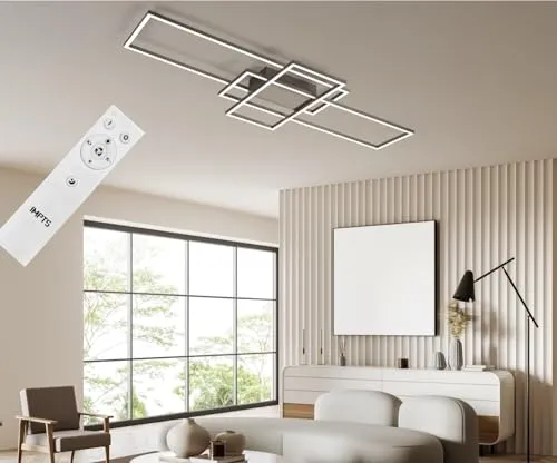 IMPTS LED Deckenlampe 50W Dimmbar mit Fernbedienung - Moderne Deckenleuchte in Matt-Nickel, dimmbar mit Farbwechselfunktion für individuelle Lichtverhältnisse. Ideal für Wohnzimmer, Schlafzimmer und Küche.