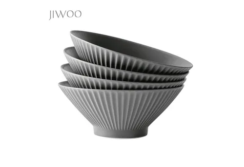 JIWOO Schüssel 4er,Ø20cm, Japanische Ramenschüssel, Donburi-Schüssel, Pastaschüssel, hochwertiges Keramik, (Keramik-Geschirrset, 4-tlg), Mikrowellen-und spülmaschinenfest,Mattglas,Ø20cm,Minimalistisches