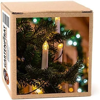Gartenpirat Baum-Lichterkette 14,5 m mit 30 LED-Kerzen warmweiß Timer Weihnachtsbeleuchtung für Innen & Außen