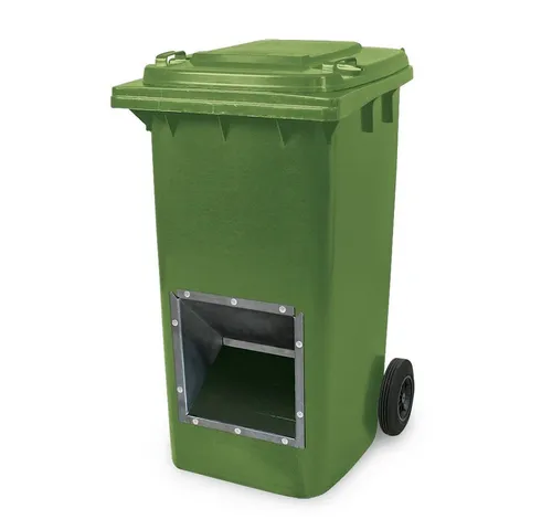 BRB-Lagertechnik Mobiler Streugutbehälter 240 Liter - Mülleimer mit 240 Litern Fassungsvermögen, ideal für Streusalz und Streusplit. Witterungsbeständig, UV-Schutz und mit praktischer Entnahmeöffnung für einfache Handhabung.