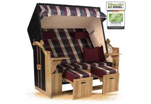 Strandkorb Hanse XXL 2,5 Sitzer Volllieger Schwarz Rot von Strandkorb Hanse