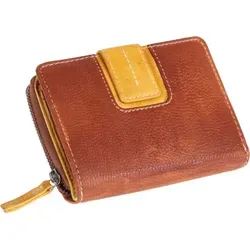 Damengeldbörse zweifarbig Leder 13x9,5x3,5cm braun. - Braun