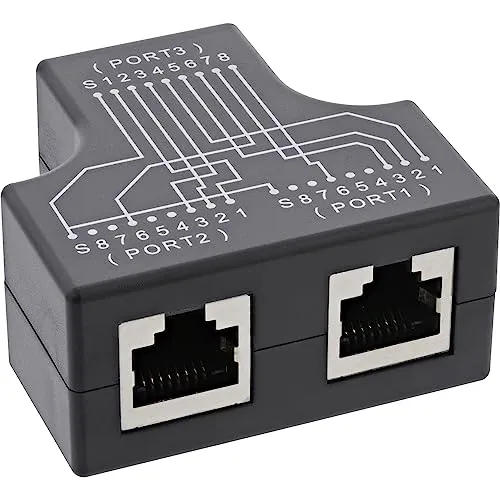 InLine® Cat.5e STP T-Adapter (Port-Doppler) - Ethernet-Kabel, ermöglicht das Bündeln von zwei Netzwerkkabeln für strukturierte Verkabelung mit bis zu 100Mb/s, ideal für effiziente Netzwerkverbindungen.
