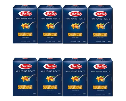 Barilla Nudeln, Barilla Piccolini Mini Penne Rigate Pasta Nudeln 500g 8er Pack