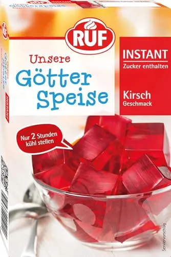 RUF Instant Götterspeise Kirsch-Geschmack, Götterspeisenpulver für roten Wackelpudding, schnelle Zubereitung, nur Wasser hinzufügen, 1er Pack, 1 x 100g