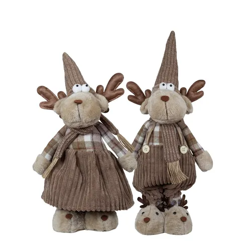 Elch Teleskopbeine Weihnachtsdeko 59-68cm - 2 Designs - Stilvolle Dekofigur für die Weihnachtszeit, Pflegeleicht und vielseitig einsetzbar. Ideal für Wohnzimmer, Flur oder Esszimmer, bringt festliche Stimmung in jedes Zuhause.