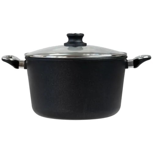 BAF Suppentopf Induktion 28 cm mit 8,2 L Volumen und Glasdeckel - Aluguss Kochtopf mit Antihaftbeschichtung - für alle Herdarten geeignet - Made in Germany