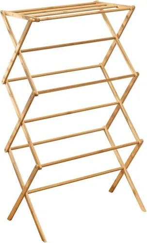 mDesign Wäscheständer Bambus Turmtrockner 110cm klappbar - Wäscheständer aus Bambus, 3 Ebenen für platzsparendes Trocknen, ideal für kleine Räume und umweltfreundlich.