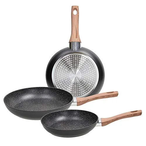 Tognana 3-teiliges Pfannen-Set 20-24-28 cm, aus Aluminium, auch für Induktion geeignet, schwarz.