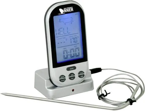 Techno Line WS 1050 Grill-Thermometer Alarm - Haushalts-Thermometer mit Funkübertragung, ideal für präzise Kerntemperaturüberwachung von 8 Fleischsorten – perfekt für Grillliebhaber!