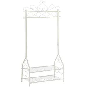 SONGMICS Kleiderständer im Vintage-Stil - Kleiderständer mit Kleiderstange und 2 Ablagen, ideal für Flur oder Schlafzimmer, belastbar bis 25 kg, stabil und platzsparend.