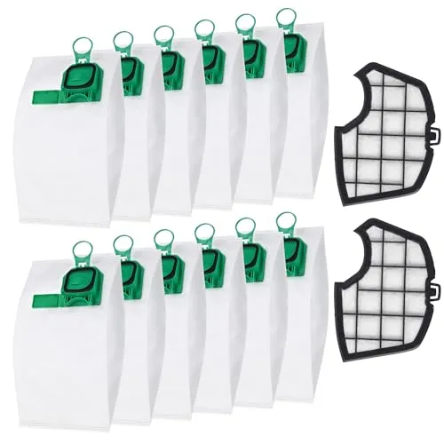 Stück Staubsaugerbeutel für Vorwerk Kobold VK140/ VK150/ FP140/ FP150 mit 2 Stück Filter, Staubsaugerbeutel für Vorwerk Kobold VK140,5-Stufige Filterung, Staubsauger-Reinigungszubehör 12
