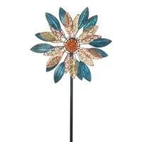 Kobolo Gartenstecker Windrad Dekostecker ORNAMENT XXL - Dekostecker aus Metall mit einem beeindruckenden Durchmesser von 50 cm - ein attraktives Gartendekor, das Farbe und Bewegung in Ihren Außenbereich bringt.