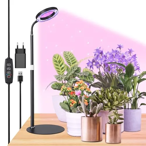 LED-Wachstumslicht für Zimmerpflanzen, Vollspektrum-Wachstumslampe für den Schreibtisch mit automatischem Timer für 3/9/12 Stunden, 10 dimmbare Stufen, höhenverstellbar 13