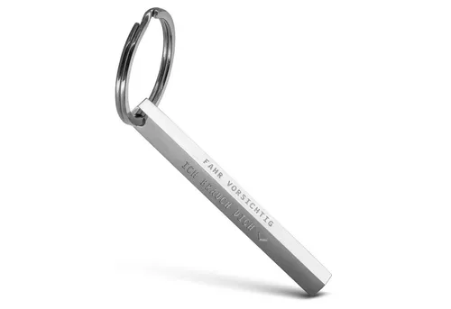 FABACH Schlüsselanhänger Cuboid aus Edelstahl mit Botschaft in silber von FABACH