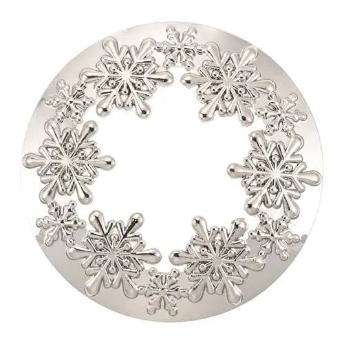 Hicello Kerzendeckel Silber Schneeflocken-Motiv Metall 5,2-6,8cm | 1 Stück,Glänzend,Silber-Finish,5,2cm Innen,6,8cm Außen,Gleichmäßiges Brennen,Tunnelbildung,Robust,Verschleißfest