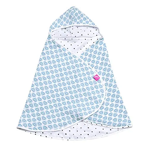 Babybadetuch Öko-Tex Standard 100 aus Baumwollmusselin Kapuzenhandtuch 65x130cm - Schiffe blau