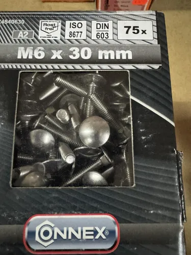 Connex Schloßschrauben mit Mutter A2 Rostfrei M 6 x 30 mm 75 Stück Edelstahl