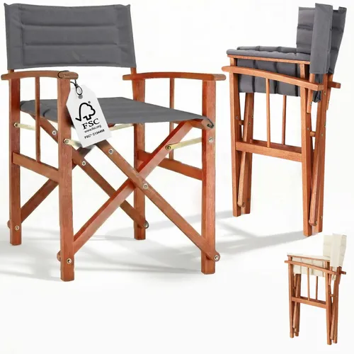 Casaria Klappbarer Regiestuhl aus FSC®-zertifiziertem Holz, grau