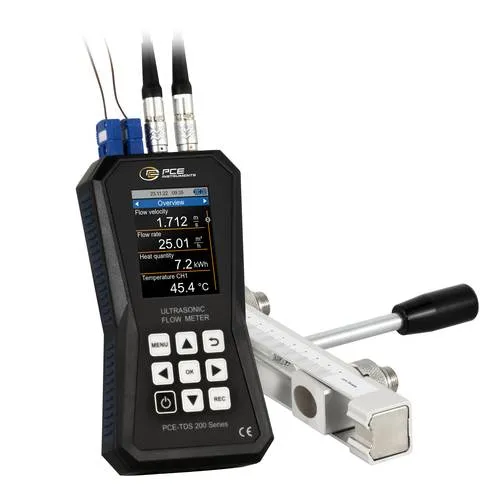 PCE Instruments Ultraschall-Durchflussmessgerät PCE-TDS 200+ SR - Füllstandssensoren & Durchflussmessgeräte mit hochpräzisen Sensoren für Wärmemengenmessung und einem Messbereich von ±32 m/s, ideal für industrielle Anwendungen.