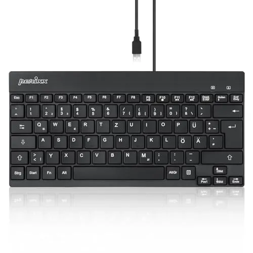 Perixx PERIBOARD-426 DE USB Tastatur - Tastatur im kompakten Design, ideal für platzsparende Arbeitsplätze. Perfekt für Windows-Nutzer mit deutschem QWERTZ-Layout.