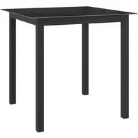 Furnicato Gartentisch Schwarz 80x80x74 cm aus Aluminium und Glas - Stilvoller Gartentisch in Schwarz, ideal für Garten, Balkon oder Terrasse. Robustes Aluminiumgestell und pflegeleichte Glasplatte sorgen für Langlebigkeit und einfachen Einsatz im Freien.