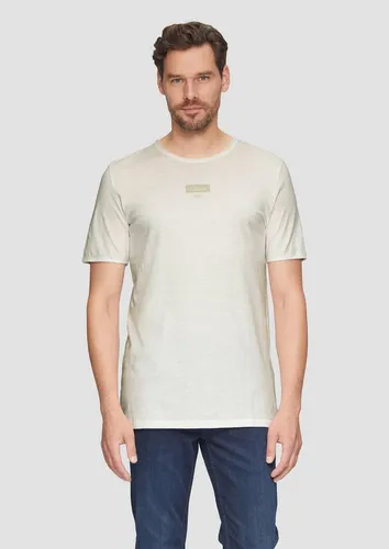 s.Oliver Kurzarmshirt T-Shirt Logo-Shirt mit Rollkante und Flammgarnstruktur