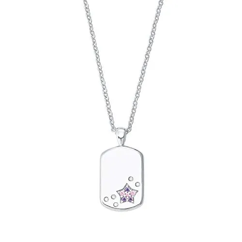 Prinzessin Lillifee Mädchen Collier Stern aus 925 Silber - Ketten für Mädchen, bezauberndes Collier mit rosa Zirkonia-Anhänger, perfekt für kleine Prinzessinnen.