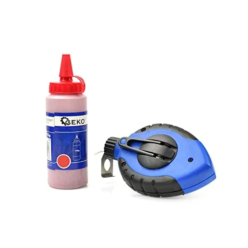 Schlagschnur 30m + rote Kreide 115g Schlagschnurkreide Kreidepulver Markierungskreide Farbpulver Pulver Schlagschnurroller Markierschnur