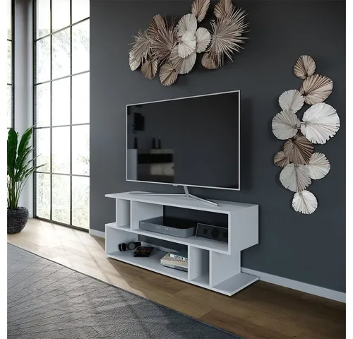 Vicco Lowboard Karel, Fernsehtisch in Weiß, 120 x 51 cm