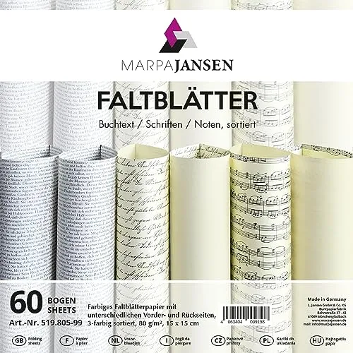 MarpaJansen Faltblätter Text und Noten Faltpapier beidseitig bedruckt 15x15 cm Papier Made in Germany Weihnachten