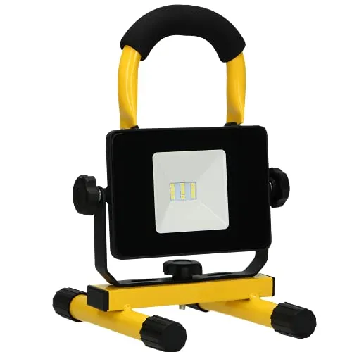 Advitit BATRI LED 10W Led Baustrahler IP65 Wasserdicht und Kabellos 2200 mAh Akku, COB Led 6500k Diffusormaterial: Gehärtetes Glas Ladegerät (10W 800lm)